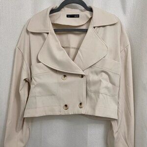 cream white cropped blazer